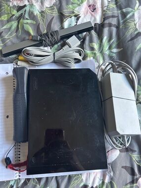 Nintendo Black Wii Balance Board with Gray Sensor Bar and Cables